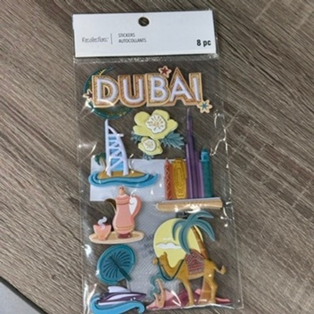 Stickers Recollections Dubai Travel 3D Dimensional 8pc Scrapbook Embellishments